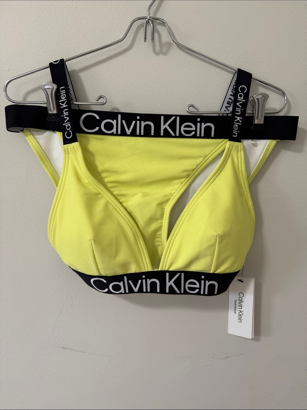 Calvin Klein Yellow Logo Band Two Piece Swim Bikini Sz M
